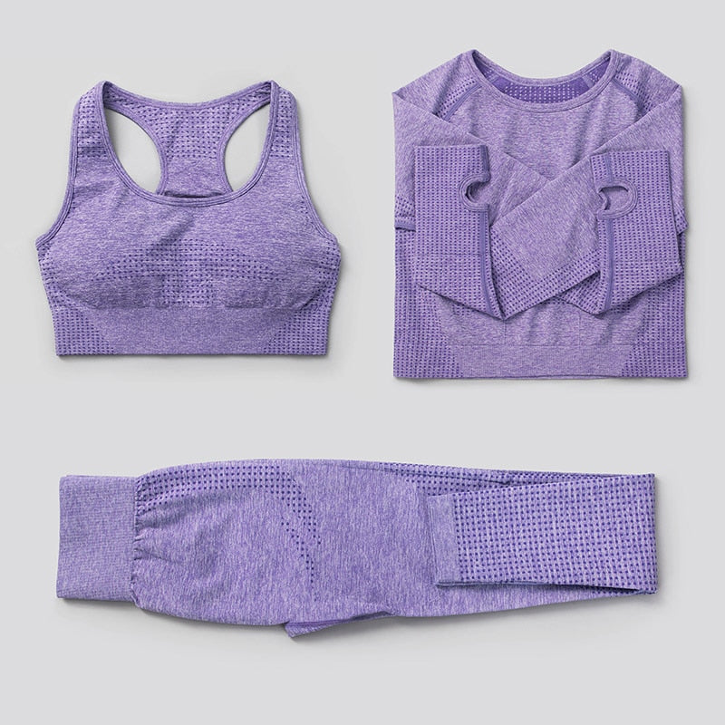 Samless Women 3pcs Yoga Sets Upgrade your workout wardrobe Buy Now- Glamfit